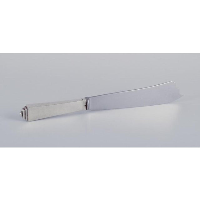 Pyramid Cake Knife in Sterling Silver with Stainless Steel Blade from Georg Jensen, 1930s For Sale - Image 4 of 8
