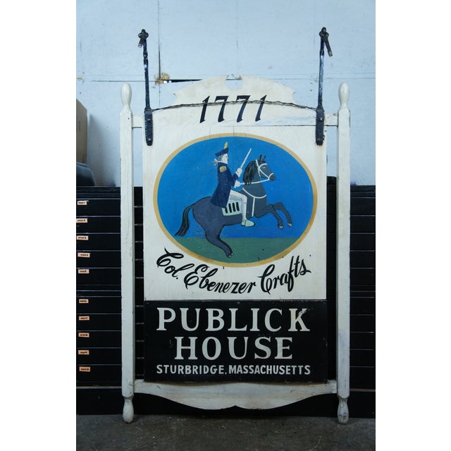 Antique Col Ebenezer Crafts Publick House Hotel Advertisement Sign For Sale - Image 6 of 12