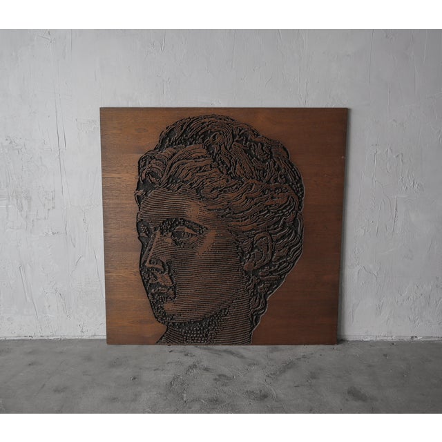 1960s Monumental Mid-Century Carved Op Art Relief Portrait, 1960s For Sale - Image 5 of 9