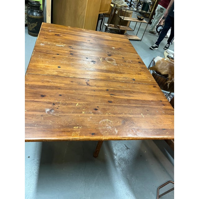 Wood Handcrafted Knotty Pine Gateleg FarmTable For Sale - Image 7 of 12