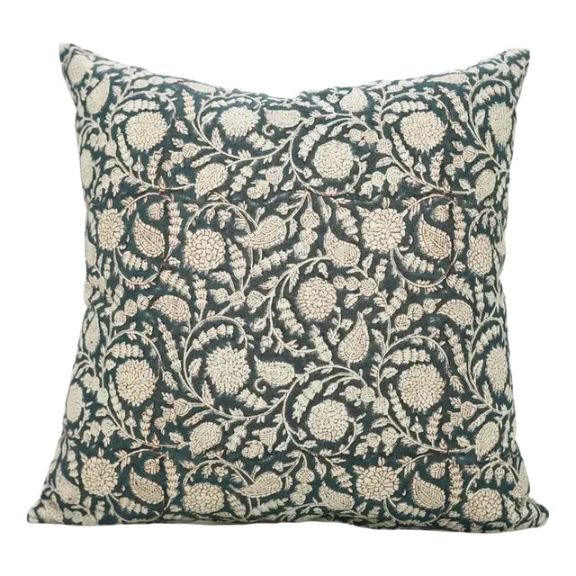 Fabdivine Cotton Linen Throw Pillow Cover 24x24 Inch Handcrafted Block Print- Gopi For Sale