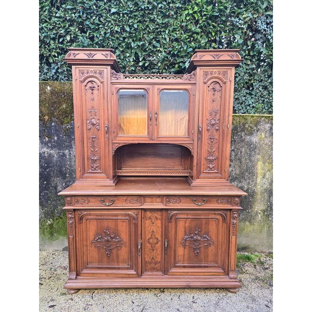 Antique Art Nouveau French Walnut Buffet Cabinet, 1900s For Sale - Image 18 of 18
