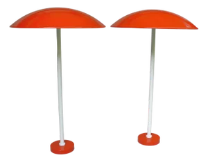 Orange and White Mushroom Outdoor Garden Lamps from BEGA, 1950s, Set of 2