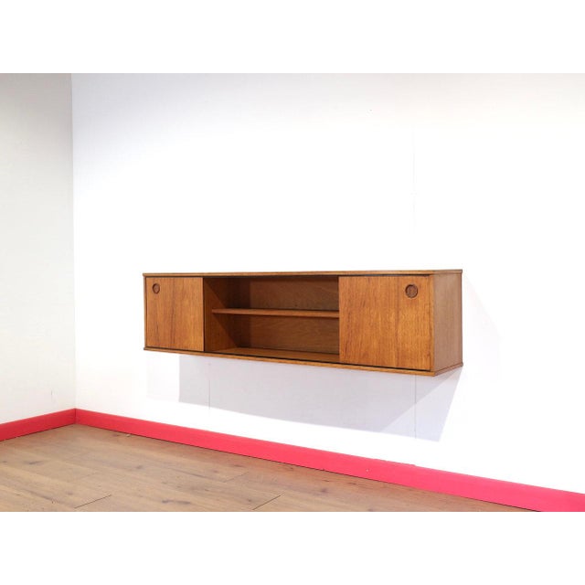 Wood Mid Century Modern Teak Vintage Wall Mounted Credenza Sideboard in the Style Avalon Danish For Sale - Image 7 of 11