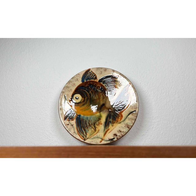 Mid-Century Spanish Studio Pottery Wall Plate with Fish Design from Puigdemont, 1960s For Sale - Image 12 of 16