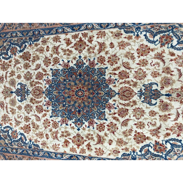 Nice very fine rug with a beautiful fine floral and central medallion design extremely finely hand knotted with wool and...