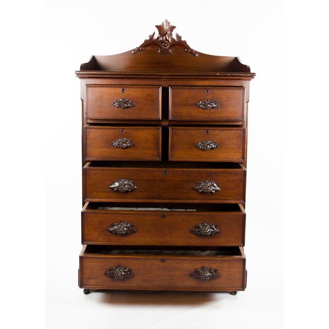 19th Century Early American Victorian Mahogany Tallboy Dresser