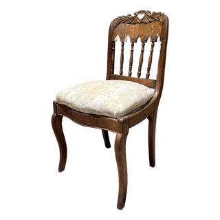 Thomas Day Style Antique Victorian Carved Wood Side Parlor Chair For Sale