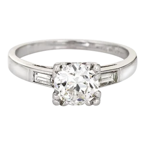 Early 20th Century Vintage Art Deco 1ct Diamond Engagement Ring Platinum Fine Bridal size 5.25