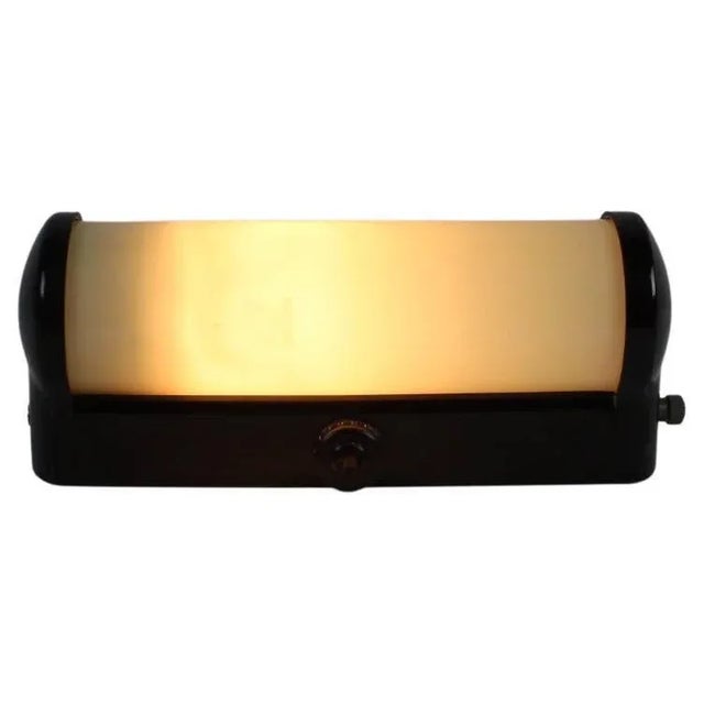 Art Deco Bakelite and Glass Wall Lamp, Czechoslovakia, 1930s For Sale - Image 10 of 10