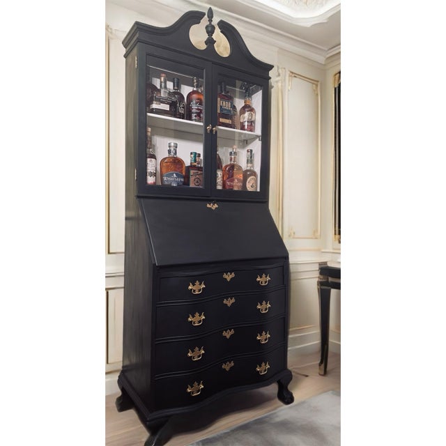 Ebony 1940s Vintage Mahogany Secretary Desk For Sale - Image 8 of 8