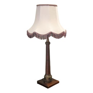 Tall Art Deco Fire Hose Table Lamp in Copper and Brass, 1960s For Sale