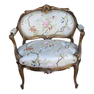 French Giltwood Marquise Armchair, 1900s For Sale