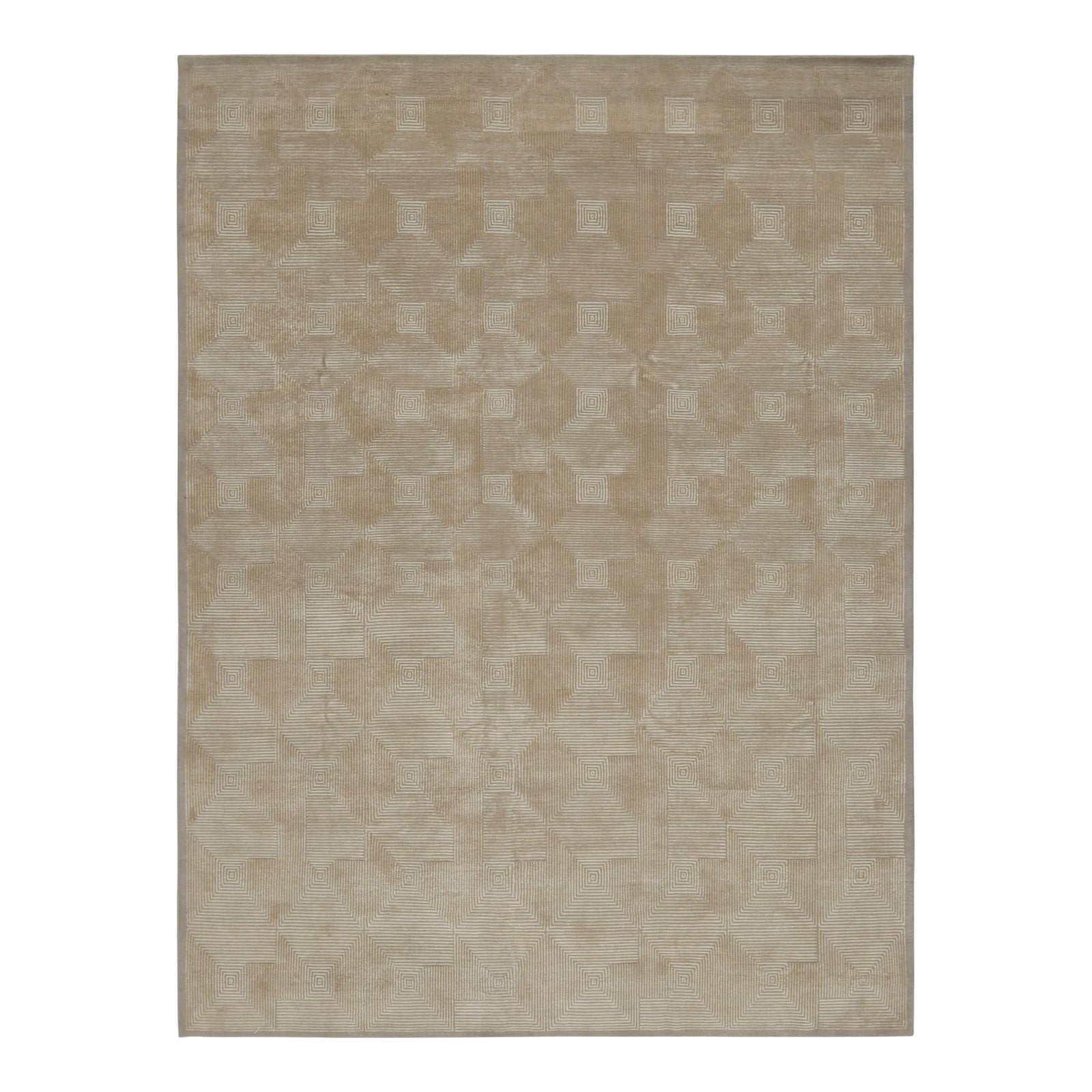 Rug & Kilim’s Cubist Art Deco Style Rug in Beige-Brown Geometric ...