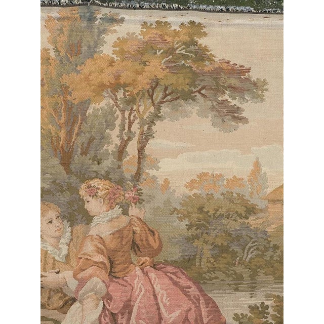 Vintage Aubusson Style Jaquard Tapestry with Repos Fontaine Motif, 1980s For Sale - Image 10 of 18