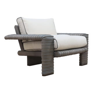 Lounge Chair in Ribbed Leather and Goose Down Cushions by Marzio Cecchi, 1970s For Sale