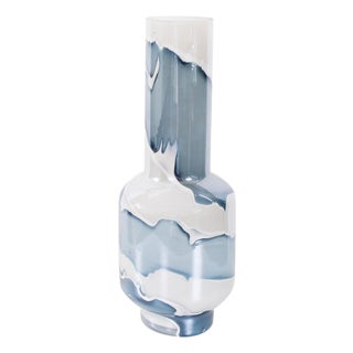Glacier Bay Layered Cylindrical Glass Vase- Tall For Sale