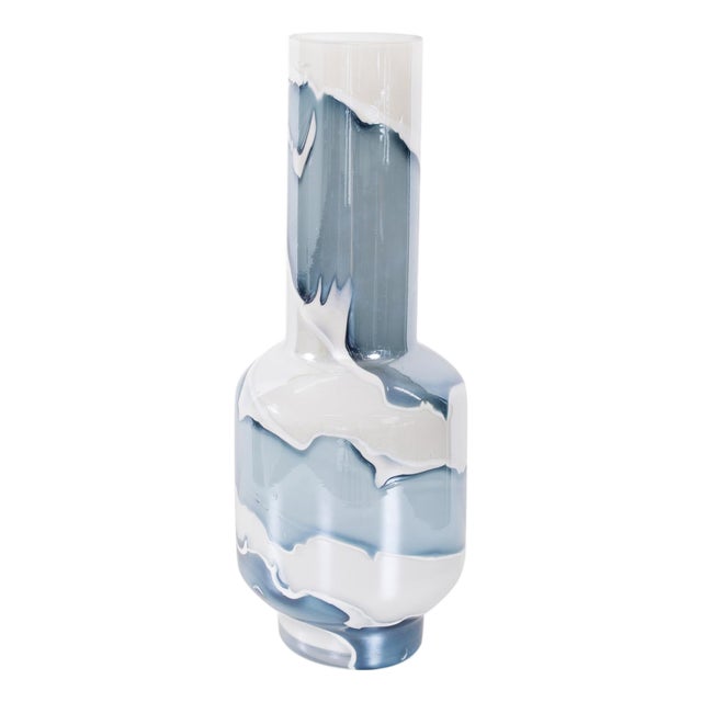 Glacier Bay Layered Cylindrical Glass Vase- Tall For Sale