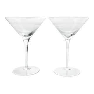 Contemporary Martini Glasses, Banded Stripes & Dots - a Pair For Sale