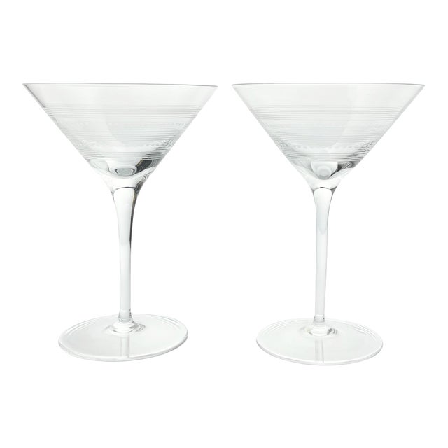 Contemporary Martini Glasses, Banded Stripes & Dots - a Pair For Sale