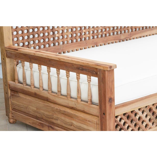 108” Long Grand Moroccan Mousharabi Teak Daybed For Sale - Image 9 of 12
