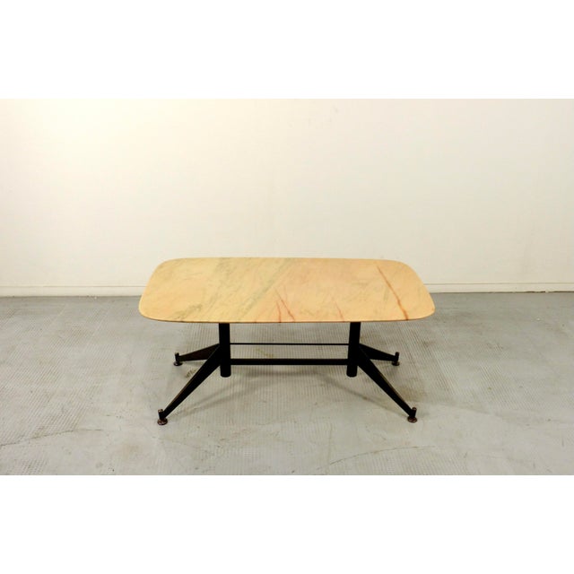 Italian Geometric Table in Carrara Marble and Steel For Sale - Image 10 of 10