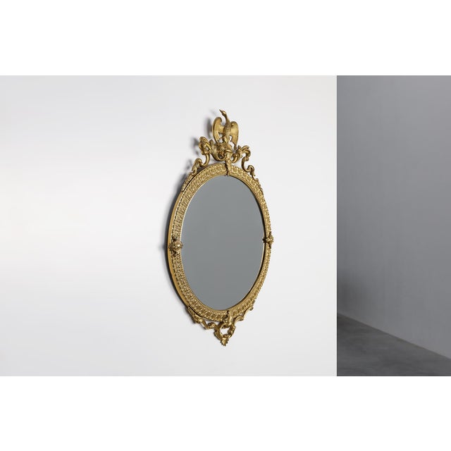 20th Century Neo‑Classical French Round Mirror in Copper Finish, 1970s For Sale - Image 3 of 11