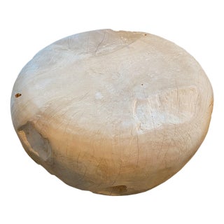 Andrianna Shamaris St. Barts Teak Wood Drum Coffee Table For Sale