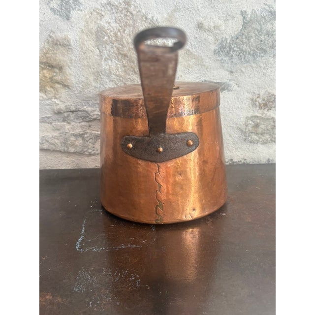 Antique French Dovetailed Copper Saucepan With Iron Handle & Lid For Sale - Image 4 of 13