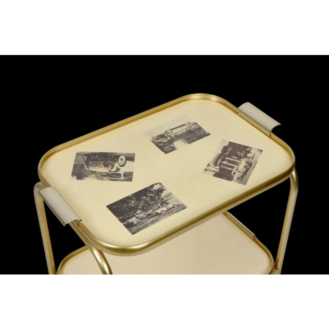 Mid-Century Italian Golden Aluminum & Formica Bar Cart, 1950s For Sale - Image 17 of 18