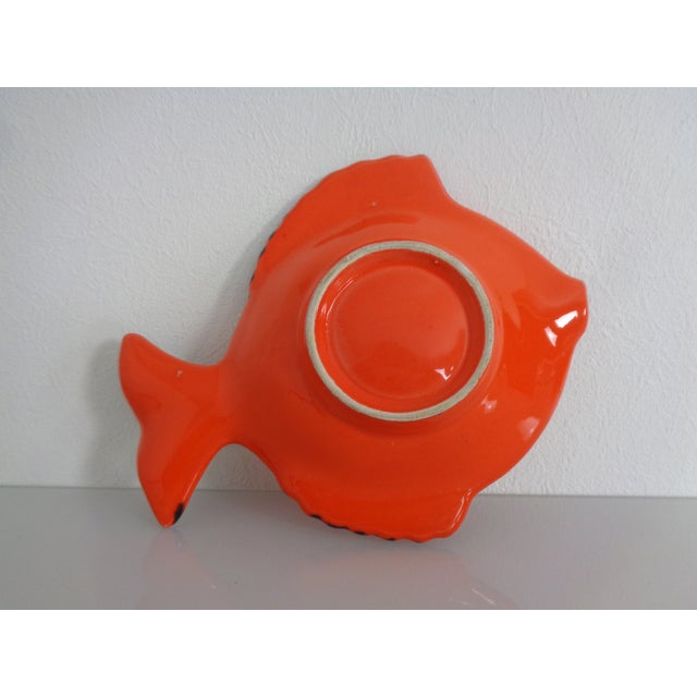 1960s Orange Green Ceramic Fish Ashtray, Italy, 1960s For Sale - Image 5 of 9