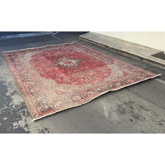 Late 20th Century 9ft 6in × 12ft 7in Persian Tabriz Hand-Knotted Wool Area Rug For Sale - Image 5 of 11