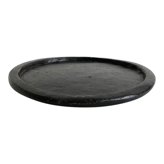 Primitive Black Limestone Charger Plateau For Sale