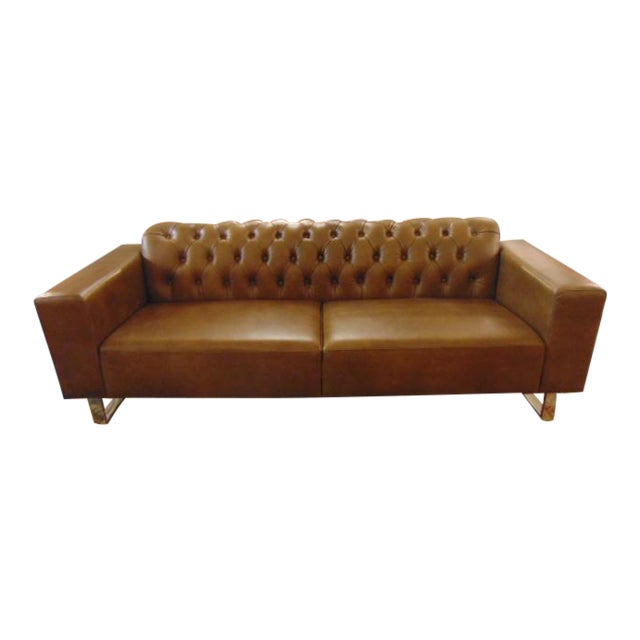 MidCentury Modern Style Leather Sofa Chairish