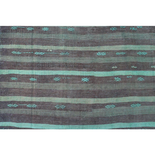 Vintage Turkish Kilim Rug With Brown and Turquoise Accents For Sale In Atlanta - Image 6 of 10