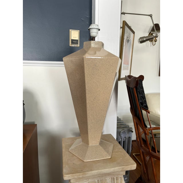 Tan Postmodern French Deco Ceramic Lamp For Sale - Image 8 of 10