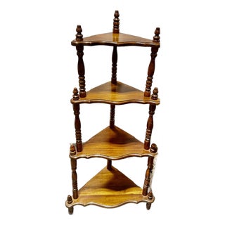 Vintage Wood Corner Stand For Sale