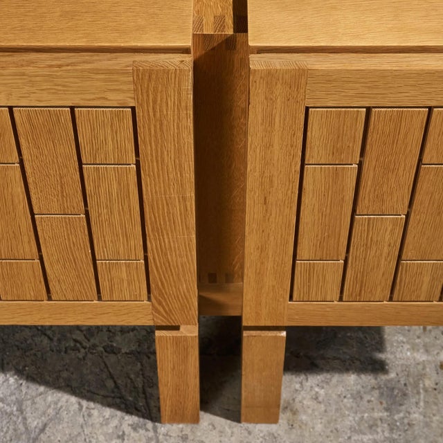 Brutalist Sideboard with Geometric Details in Oak, France For Sale - Image 10 of 17
