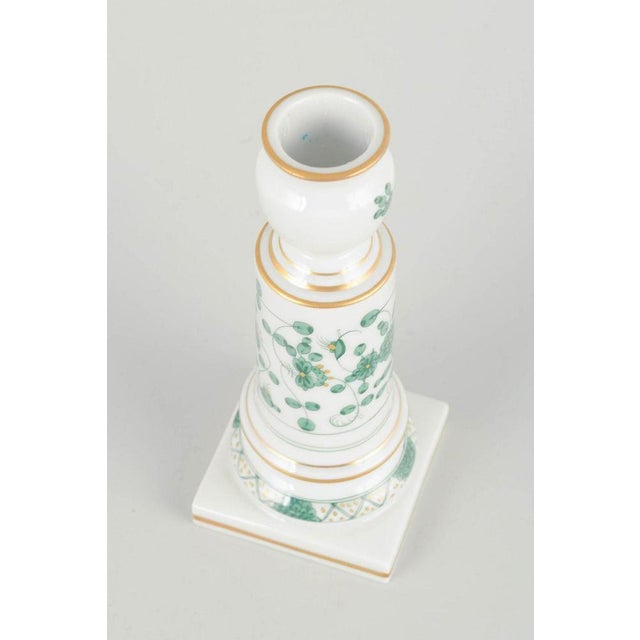 Meissen Candlestick “Green Indian”, mid-20th century. Elegant porcelain candlestick decorated in the classic “Green...