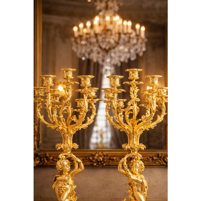 1840s French Louis XV Ormolu Bronze Clock Set - 3 PCS For Sale - Image 10 of 11