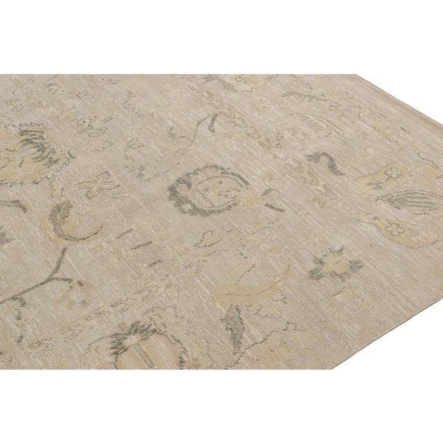Rug & Kilim’s Oushak Style Rug With Beige, Gray and Gold Floral Patterns For Sale In New York - Image 6 of 8