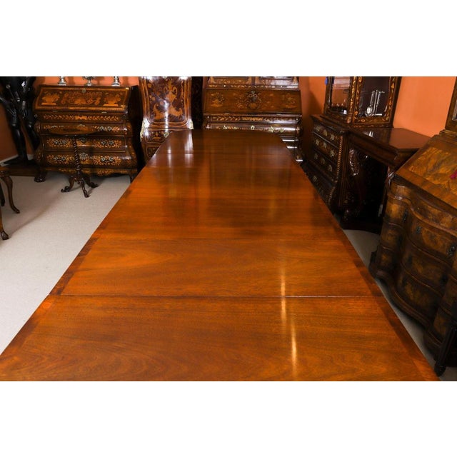 Vintage Regency Revival Triple Pillar Dining Table For Sale - Image 15 of 18