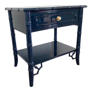 Faux Bamboo Lacquered Thomasville Allegro Side Table / Nightstand For Sale