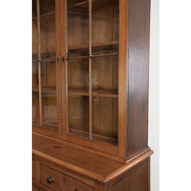 Antique 19th Century Oak Buffet Bookcase with Glass For Sale - Image 9 of 15