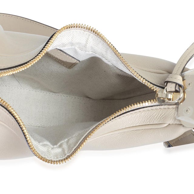 Beige Smooth Calfskin Web Small Attache Shoulder Bag For Sale - Image 9 of 9