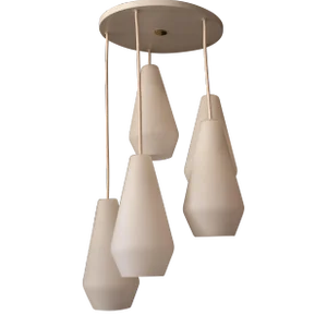 Mid-Century Modern Multi-Light Frosted Glass Pendant Chandelier by Lightolier