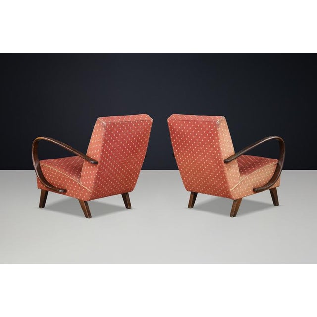 Red Bentwood Lounge Chairs by Jindřich Halabala, Czechoslovakia, 1940s, Set of 2 For Sale - Image 8 of 17
