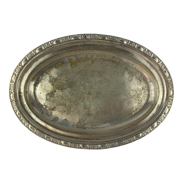 Mid 20th Century Waldorf Astoria Oval Silver Plated Tray For Sale