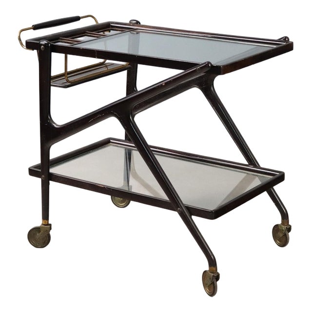 Trolley with Double Glass Shelves, 1950s For Sale