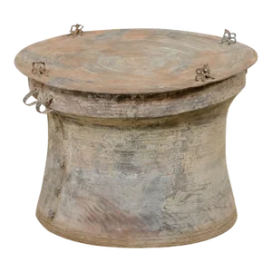 Mid 20th Century Thai Bronze Rain Drum with Frog Accents